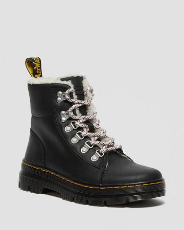 Black Women's Dr Martens Combs Faux Shearling Lined Winter Boots | CA 286DFM